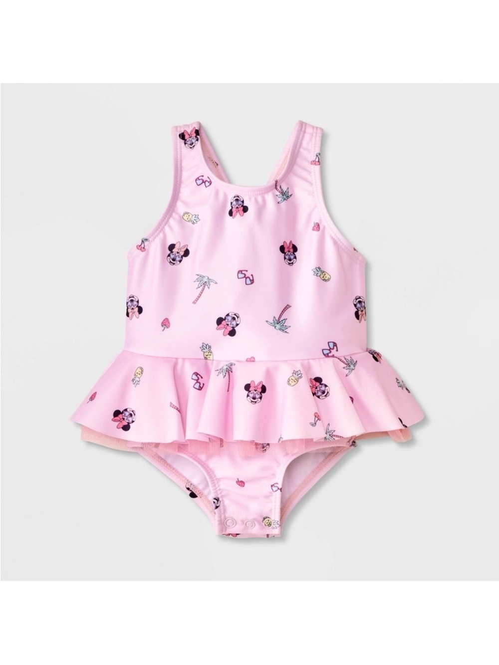Baby Pink Minnie Mouse Ruffle One-Piece Swimsuit